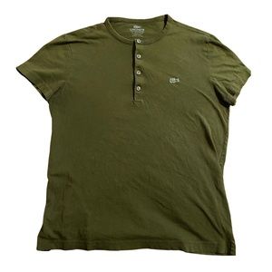 Lacoste Women’s Quarter Button Up Blouse Size 3 / Small Olive Green Shirt